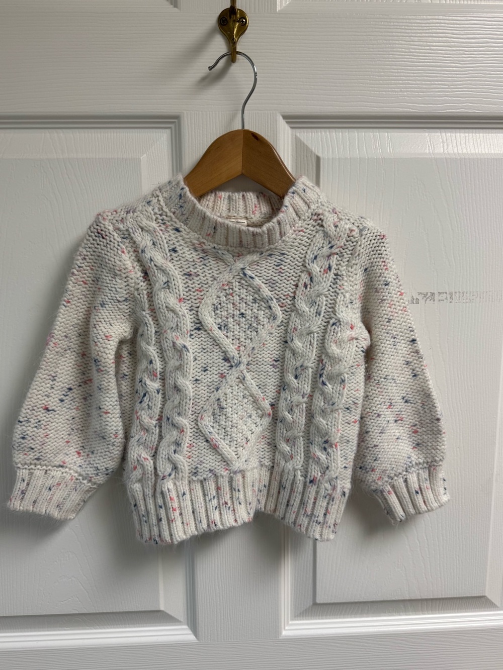 Osh Kosh BGosh Girls Soft White Speckled Confetti Cable Knit Sweater 24M